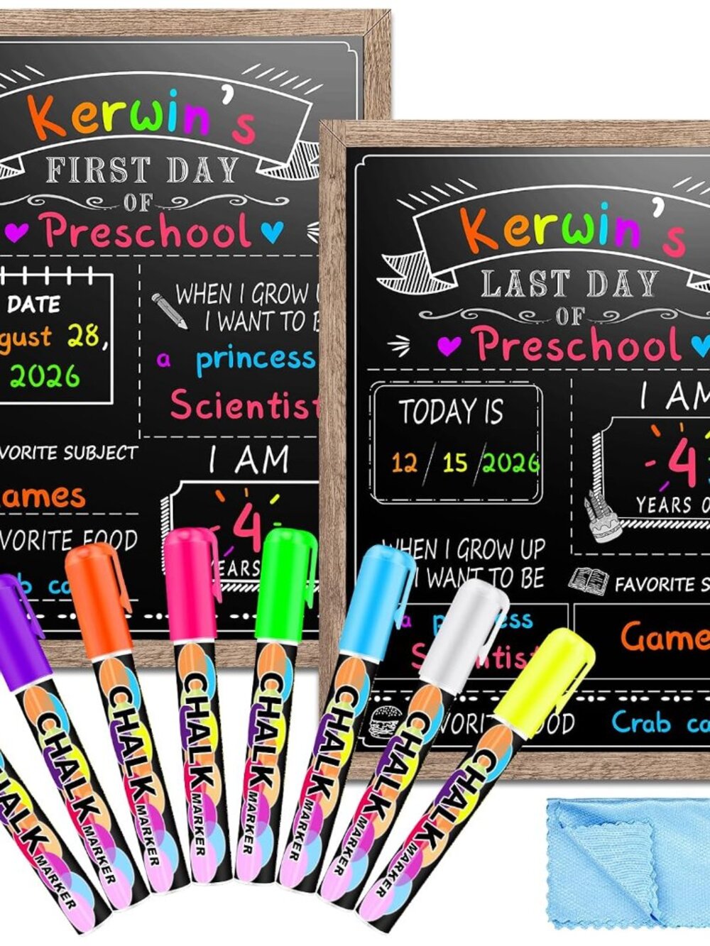 12 x 16 in First Day of School Board Sign for All Grades Student, Wood Frame Bac